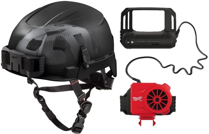 Milwaukee BOLT Safety Helmet with IMPACT ARMOR Liner Type 2 Class E & USB Cooling Fan Black