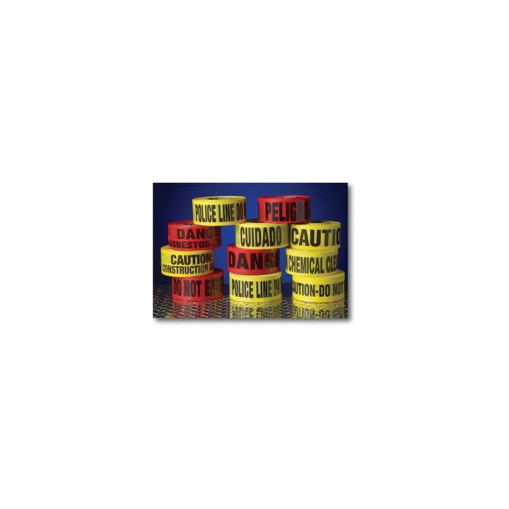Mutual Industries 3 Inch x 1000 Ft. x 3 mil Red Polyethylene Barricade Tape, large image number 1