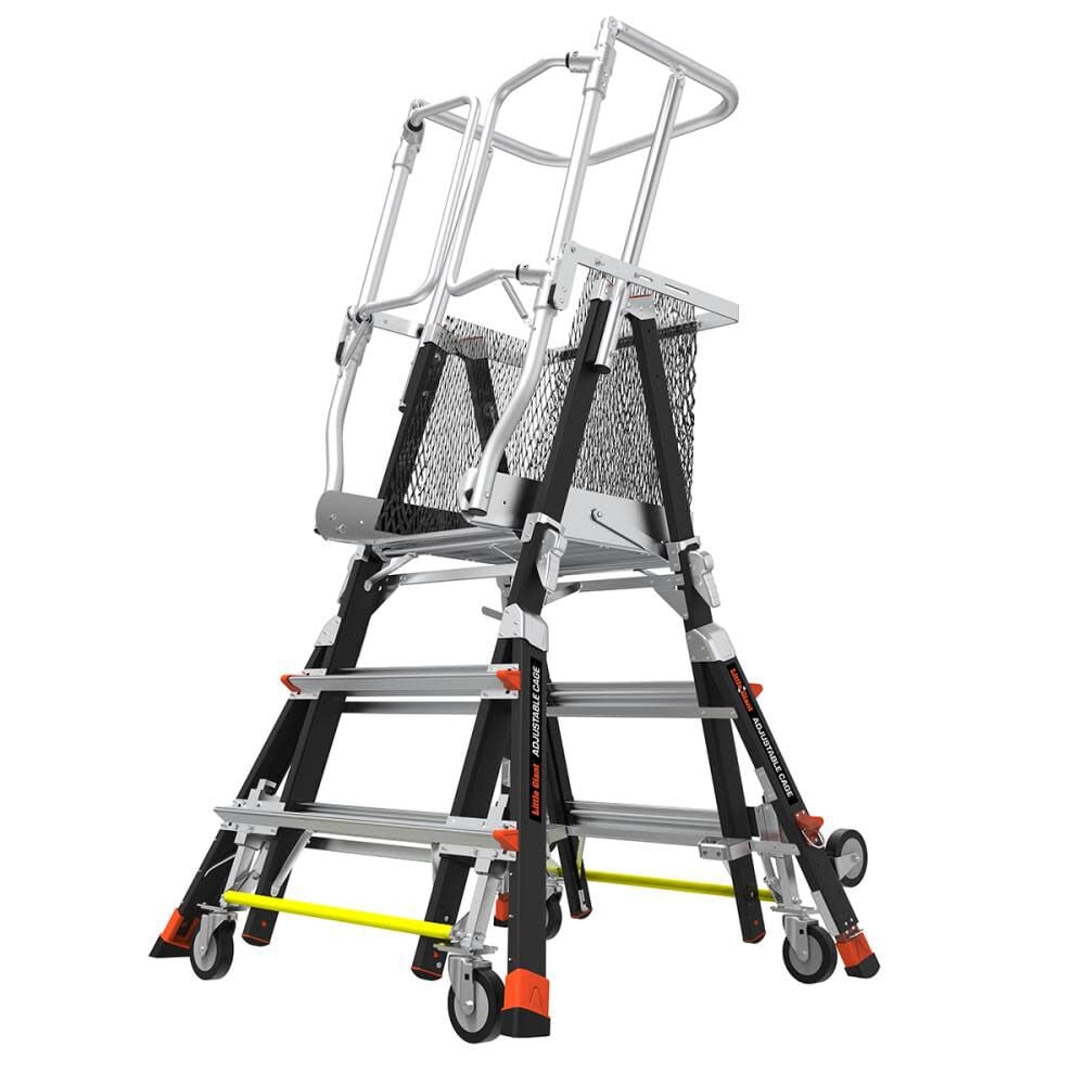 Little Giant Safety Cage Model 3 Ft. to 5 Ft. IAA FG with Wheel Lift and Ratchet Levelers – 18503-817