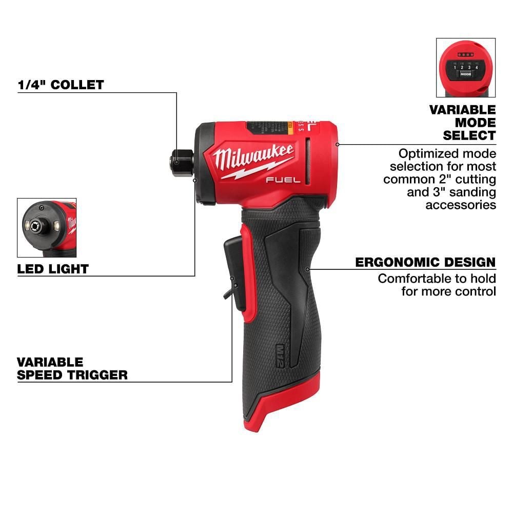 Milwaukee M12 FUEL 1/4 Inch Right Angle Die Grinder (Bare Tool), large image number 2