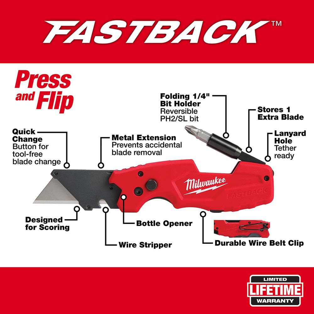 Milwaukee FASTBACK 6IN1 Folding Utility Knife, large image number 2