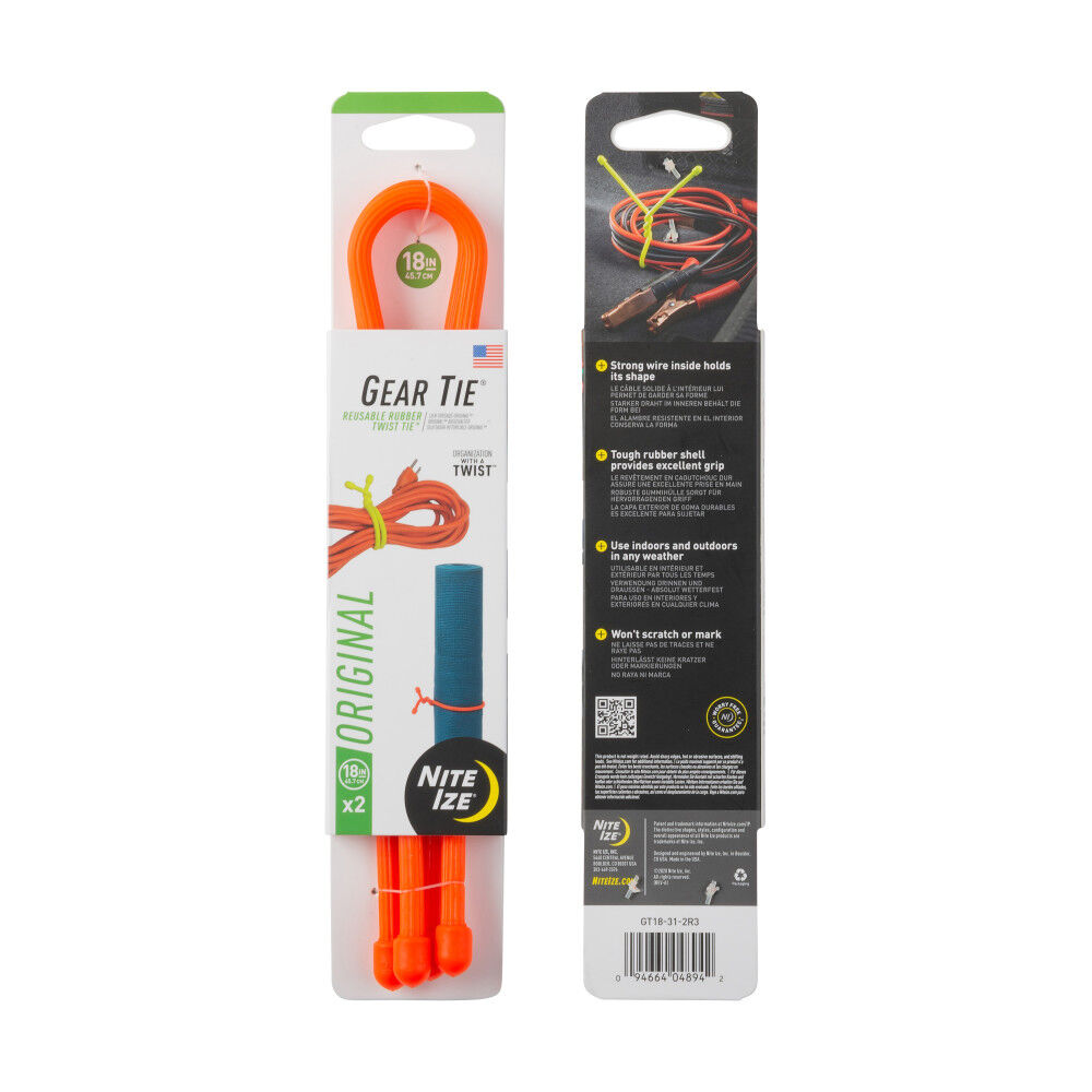 Nite Ize Gear Tie Reusable Rubber Twist Tie 18in 2pk Br. Orange, large image number 3