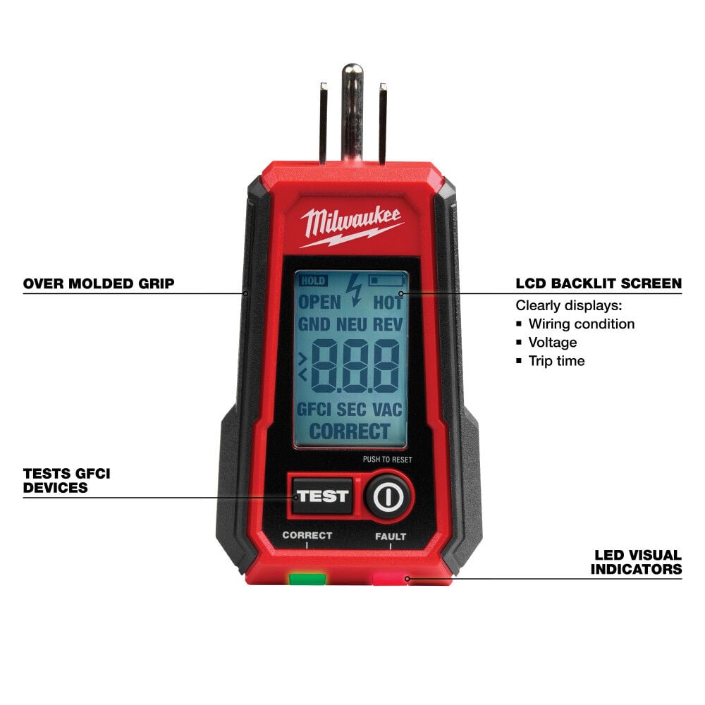 Milwaukee Digital GFCI Receptacle Tester and Voltage Detector with LED, large image number 3
