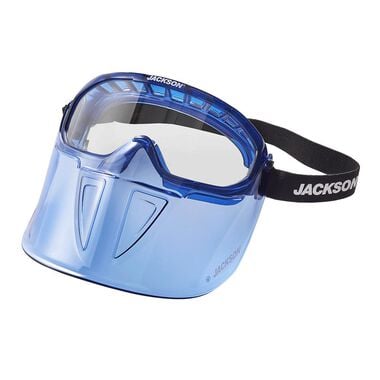 Jackson Safety GPL500 Premium Goggle with Detachable Face Shield Clear Lens Anti-Fog Coating Blue Frame