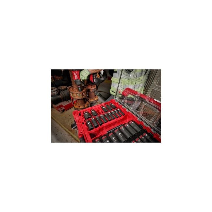 Milwaukee SHOCKWAVE 31-Piece Packout 1/2 Inch Socket Set, 36-Piece Packout 3/8 Inch Socket Set Bundle, large image number 5