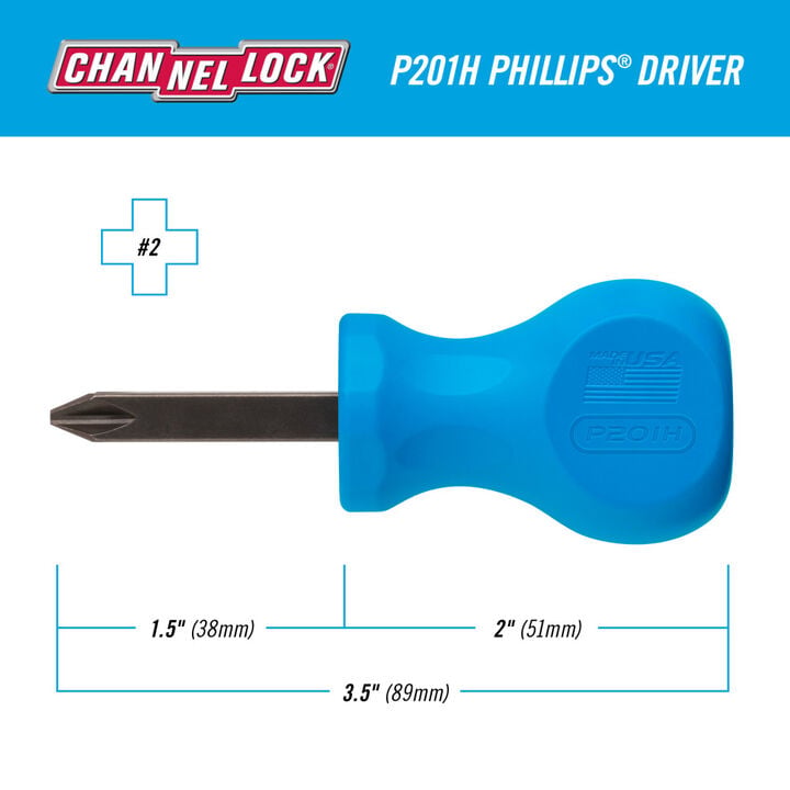 Channellock #2 x 1-1/2 Inch Stubby Phillips Screwdriver, large image number 4