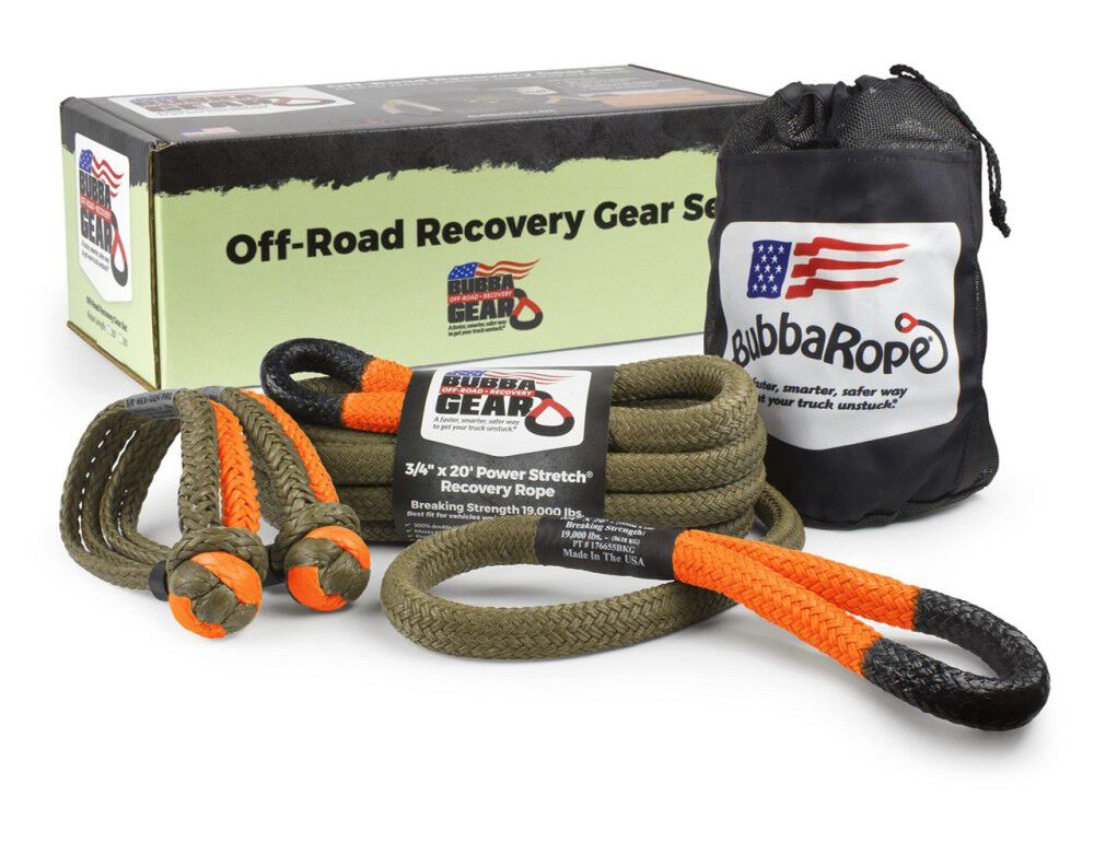Bubba Rope 3/4 Inch x 30 Ft. Blaze Orange Eye Off-Road Jeep Recovery Gear Set – 176855DRG