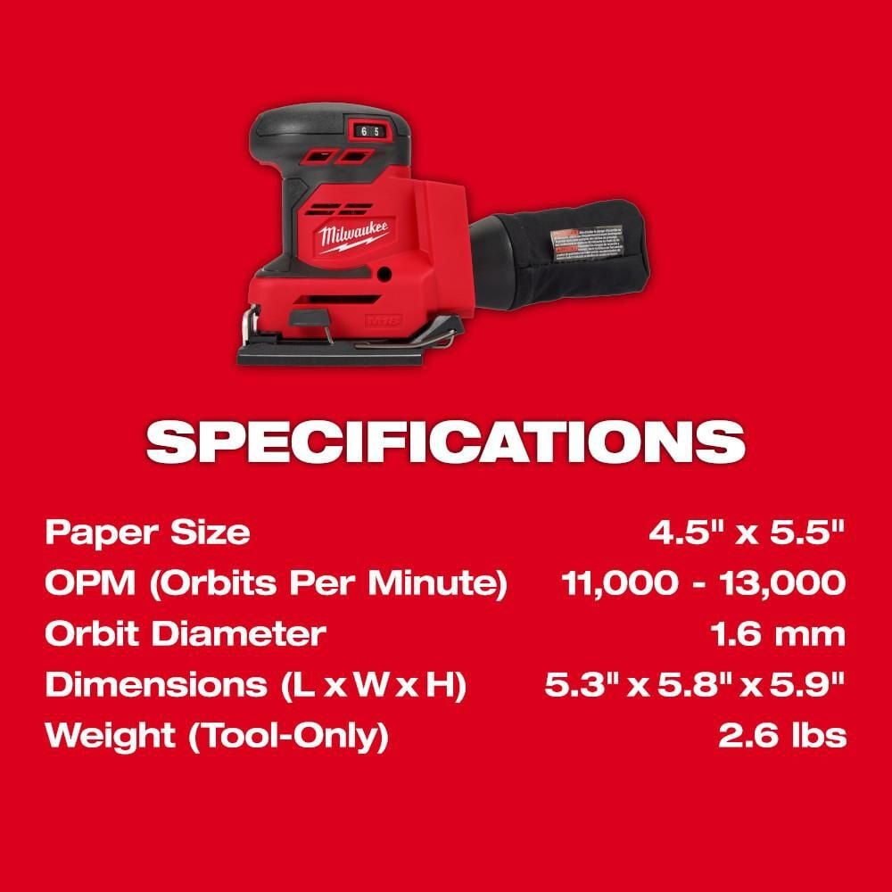 Milwaukee M18 Orbital 1/4 Sheet Sander (Bare Tool), large image number 4