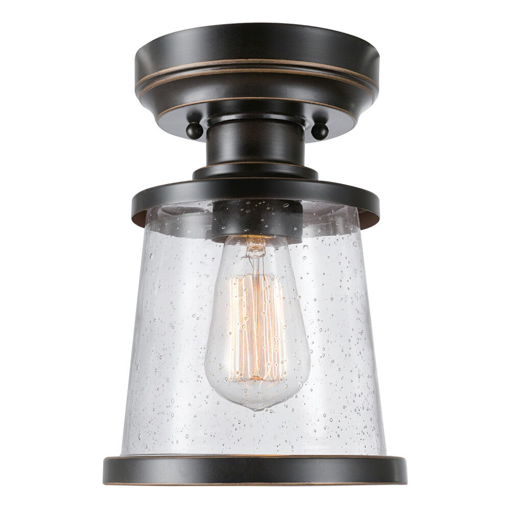 Globe Electric Charlie Flush Mount Light 1 Light Bronze Outdoor, large image number 1