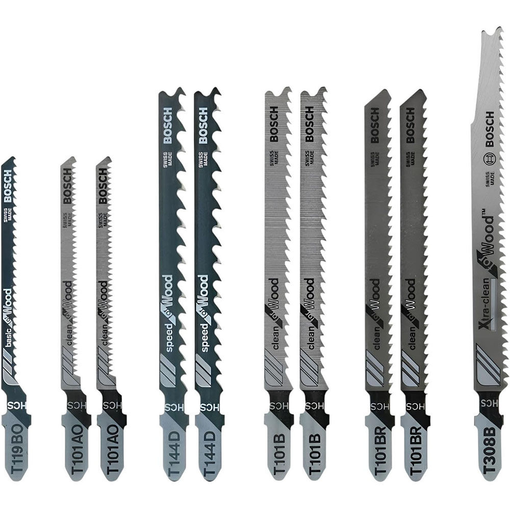 Bosch Jig Saw Blade Set 10pc T Shank for Extra Clean Wood Cutting, large image number 1