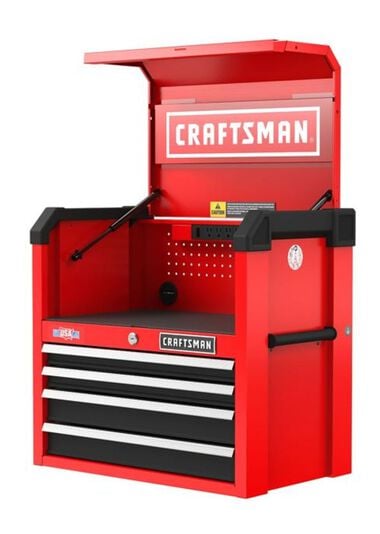 CRAFTSMAN Tool Chest: Gloss Red 26 Inch W x 16 Inch D x 24.5 Inch H, 4 Black Drawers