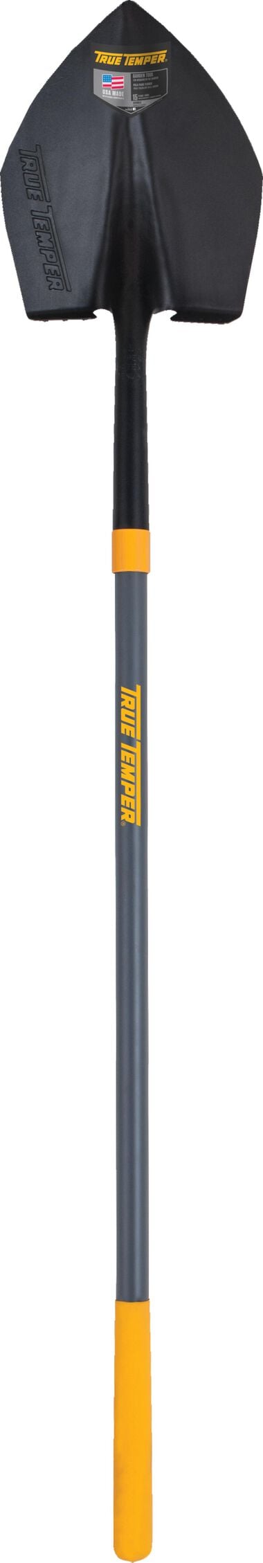 True Temper Excavator Shovel Forged Round Point with Comfort Step & Cushion End Grip on Fiberglass Handle