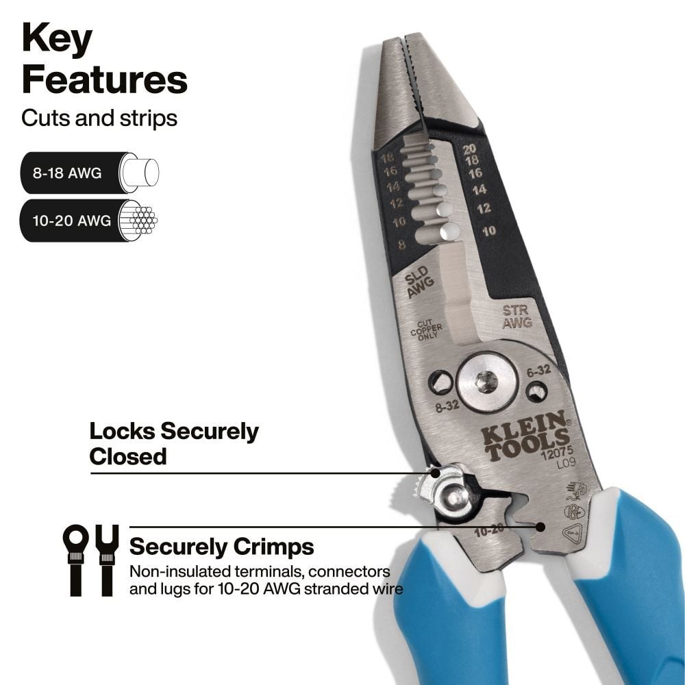 Klein Tools Slim Forged Wire Stripper/Cutter, Straight Handle, large image number 3
