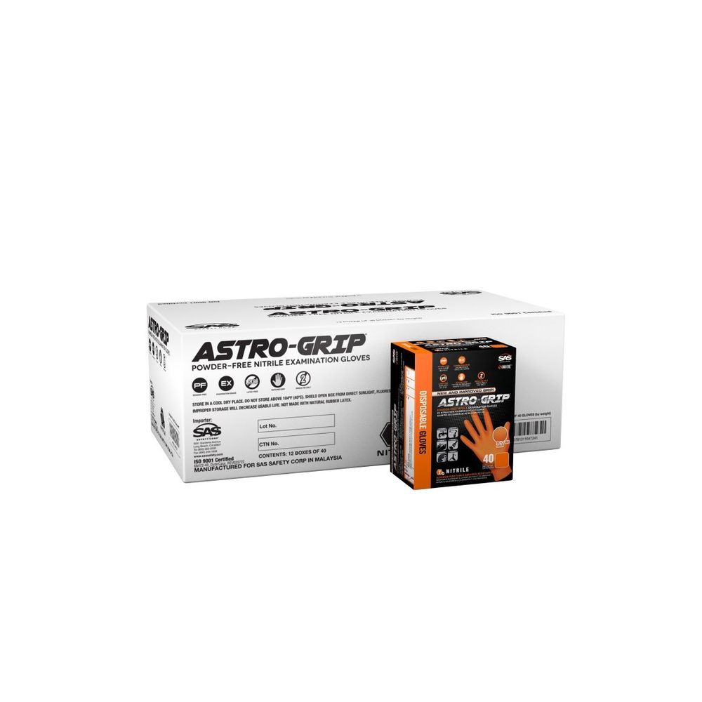 SAS Safety Nitrile Disposable Gloves, Orange, Large 40ct, large image number 7
