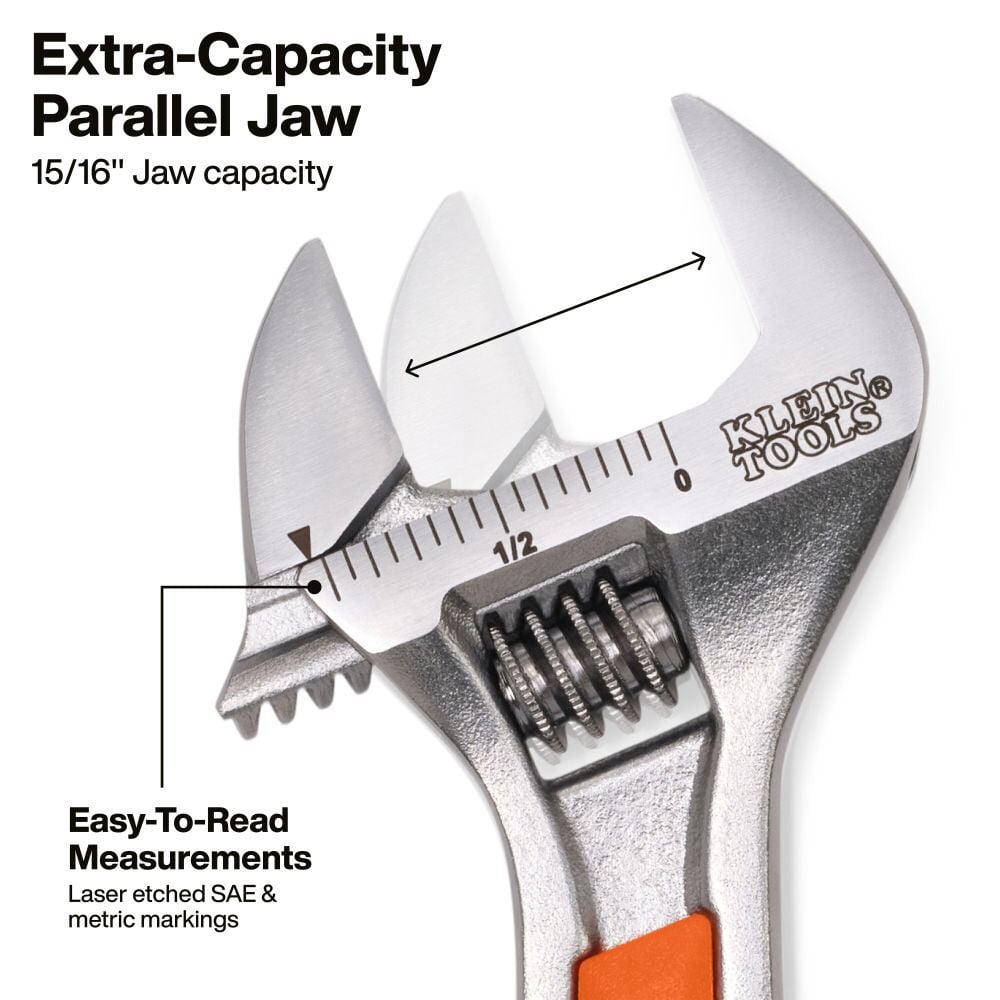 Klein Tools KNECT 6 Inch Adjustable Wrench with Pass-Through Ratchet, large image number 4