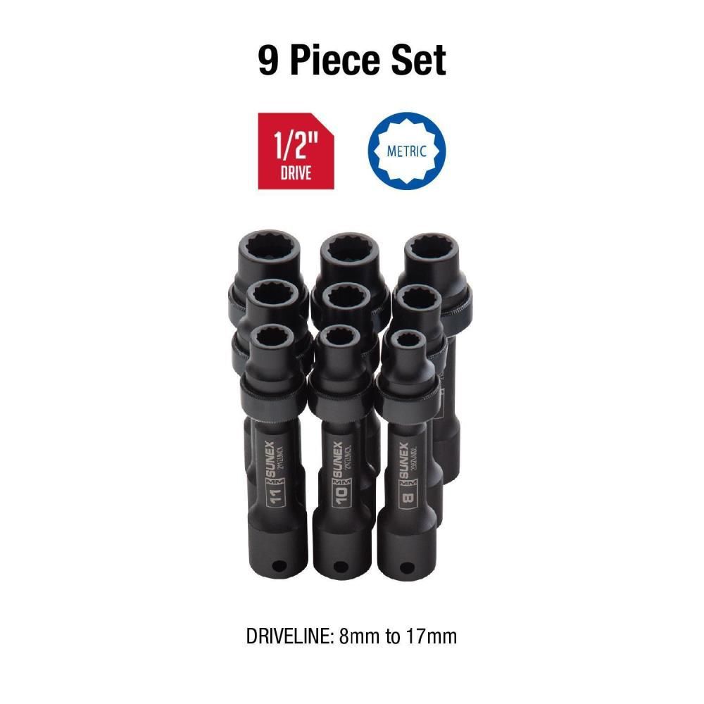 Sunex Socket Set 1/2in Drive Metric Impact Socket Set 9pc, large image number 2