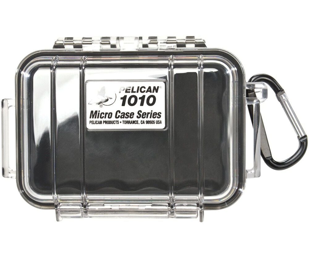 Pelican 1010 Polycarbonate 0.01 Cu-Ft. Micro Case, Black/Clear – 1010-025-100