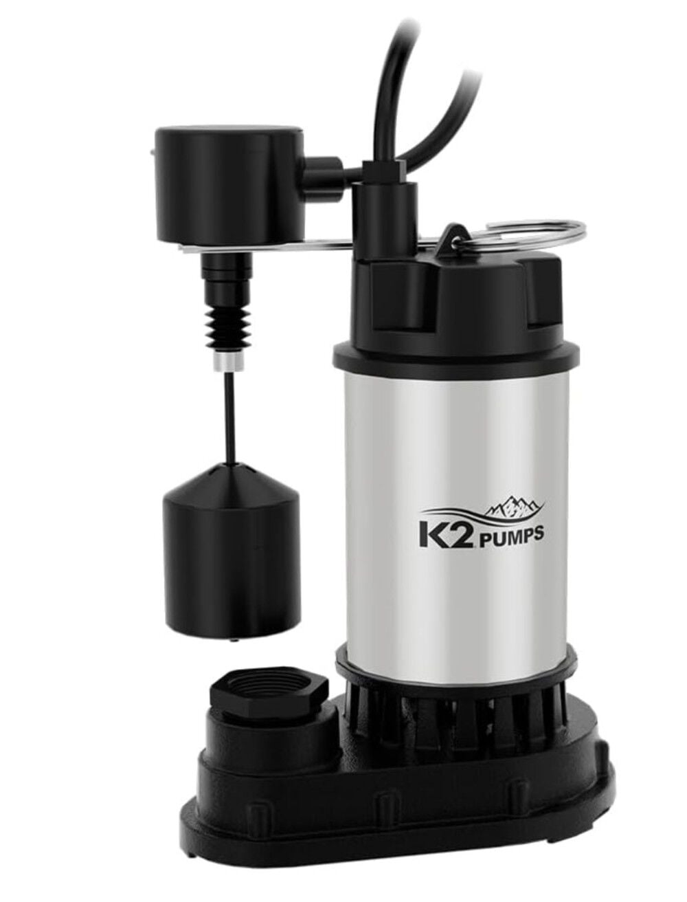 K2 Pumps 1/2 HP 115V Professional Grade Cast Iron & Stainless Steel Sump Pump with Vertical Piggyback Switch, large image number 1