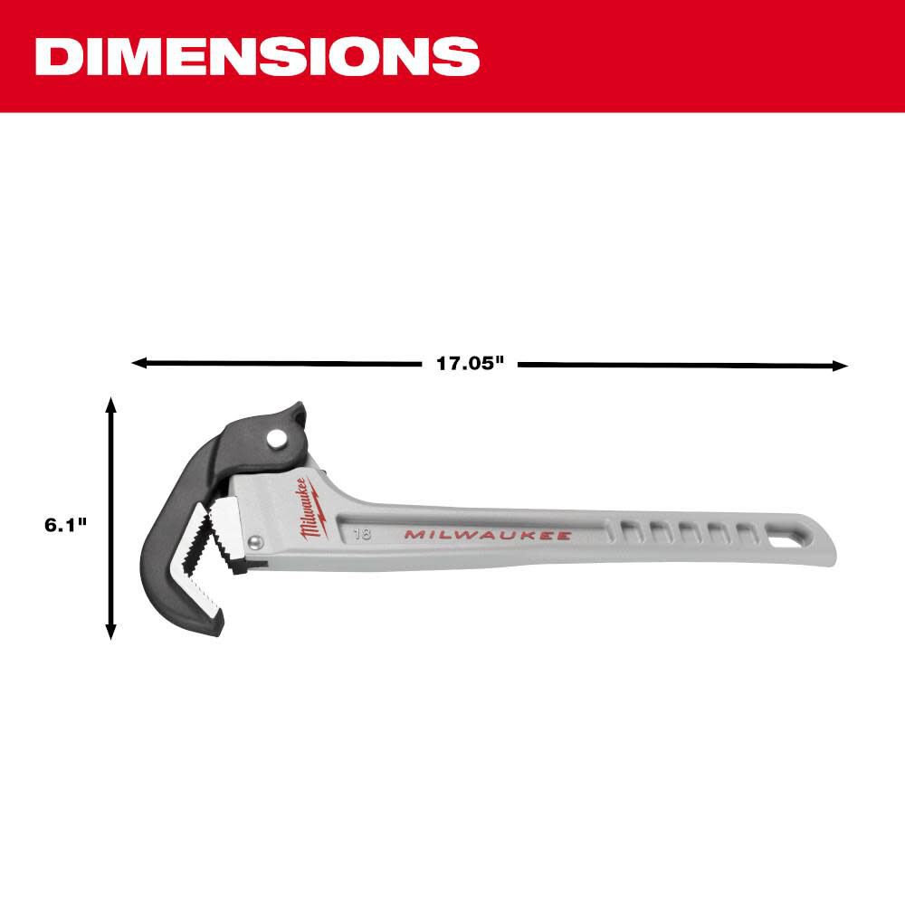 Milwaukee 18in Aluminum SelfAdjusting Pipe Wrench 48227418 Acme Tools