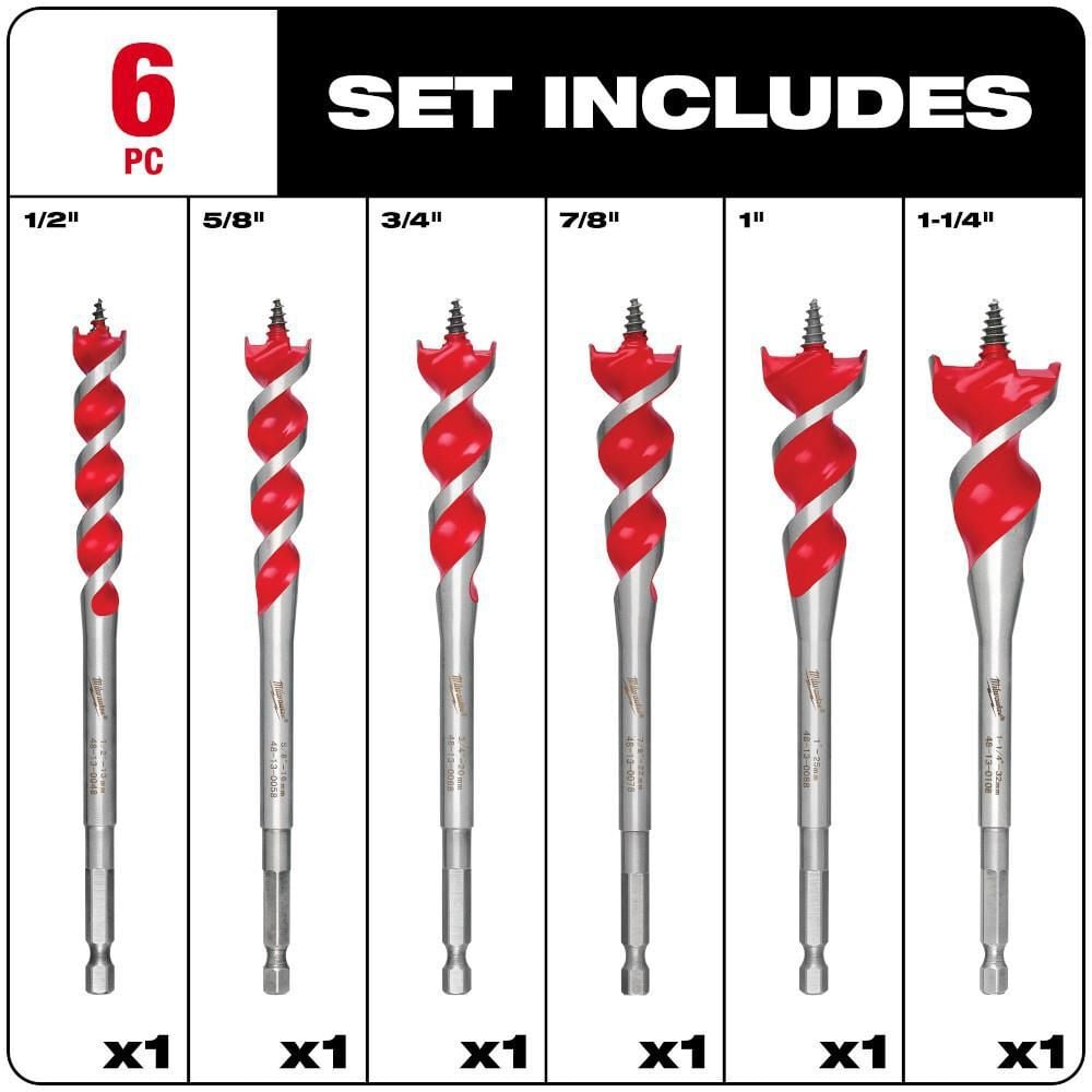 Milwaukee 6-1/2 in. SPEED FEED Wood Bit Set (6 Piece), large image number 3