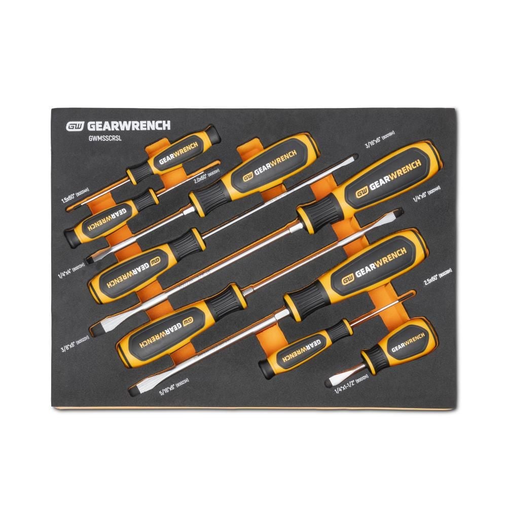 GEARWRENCH Slotted Dual Material Screwdriver Set in Foam Storage Tray 9pc, large image number 1