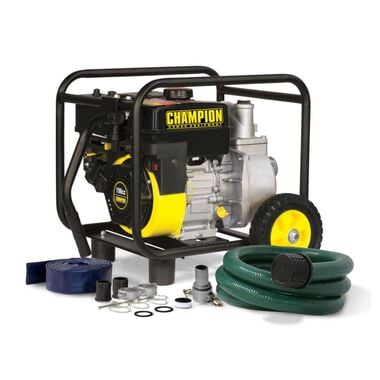 Champion Power Equipment 2-Inch Gas-Powered Semi-Trash Water Transfer Pump with Hose and Wheel Kit - 66520