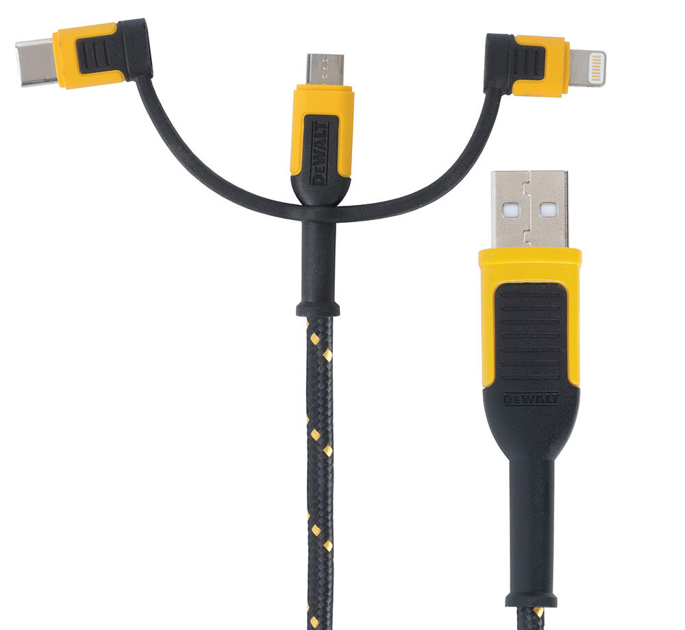 DEWALT Phone Charger Lightning USB-C Micro USB Reinforced Cord, large image number 1