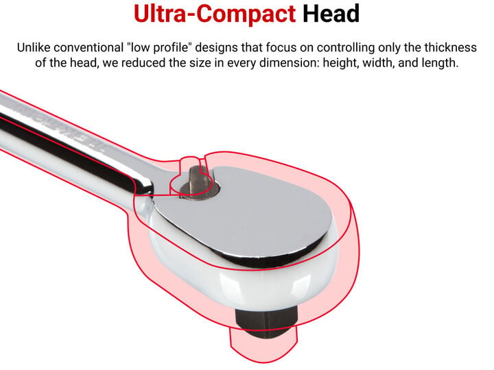 Tekton 1/2 Inch Drive x 10 1/2 Inch Flex Head Non Quick Release Ratchet, large image number 2