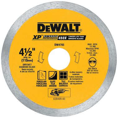 DEWALT 4-1/2in Wet/Dry Porcelain Tile Blade, large image number 0