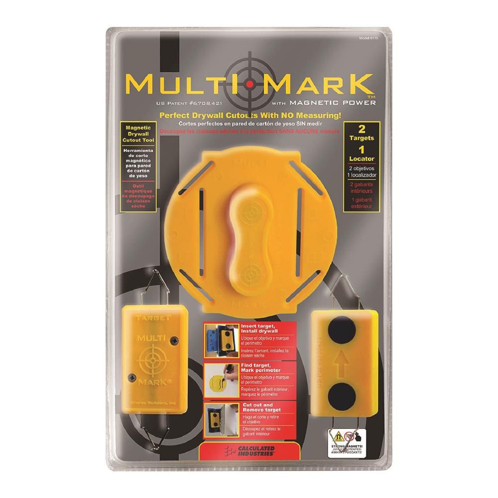 Calculated Industries Multi Mark Magnetic Drywall Cutout Tool for Rectangular Round and Octagonal Boxes, large image number 1