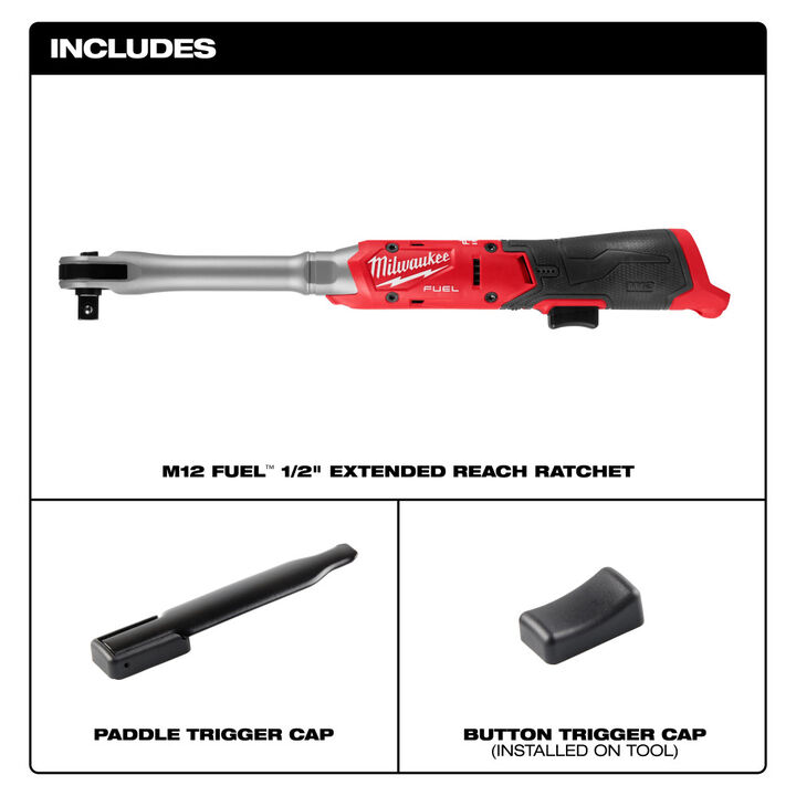 Milwaukee M12 FUEL 1/2 Inch Extended Reach Ratchet (Bare Tool), large image number 3