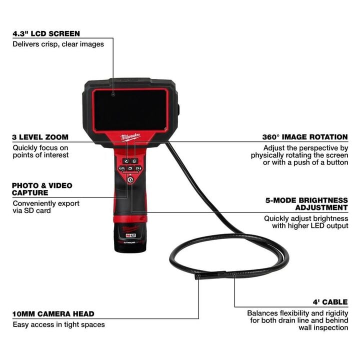 Milwaukee M12 M Spector 360 4' Inspection Camera Kit, large image number 2