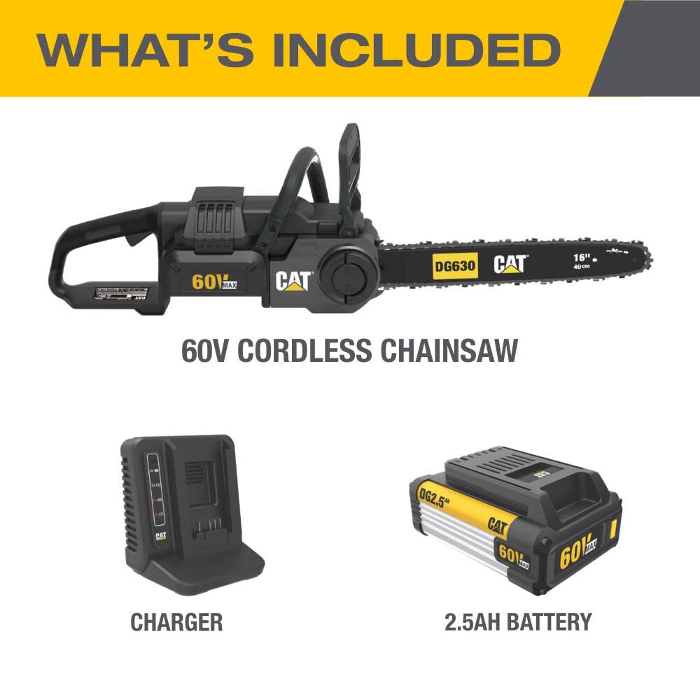 CAT DG630 60V 16inch Brushless Chainsaw Kit, large image number 11