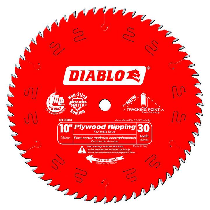 Diablo Tools 10 inch x 30 Tooth ATB Plywood Ripping Table Saw Blade with 5/8 inch Arbor, large image number 0