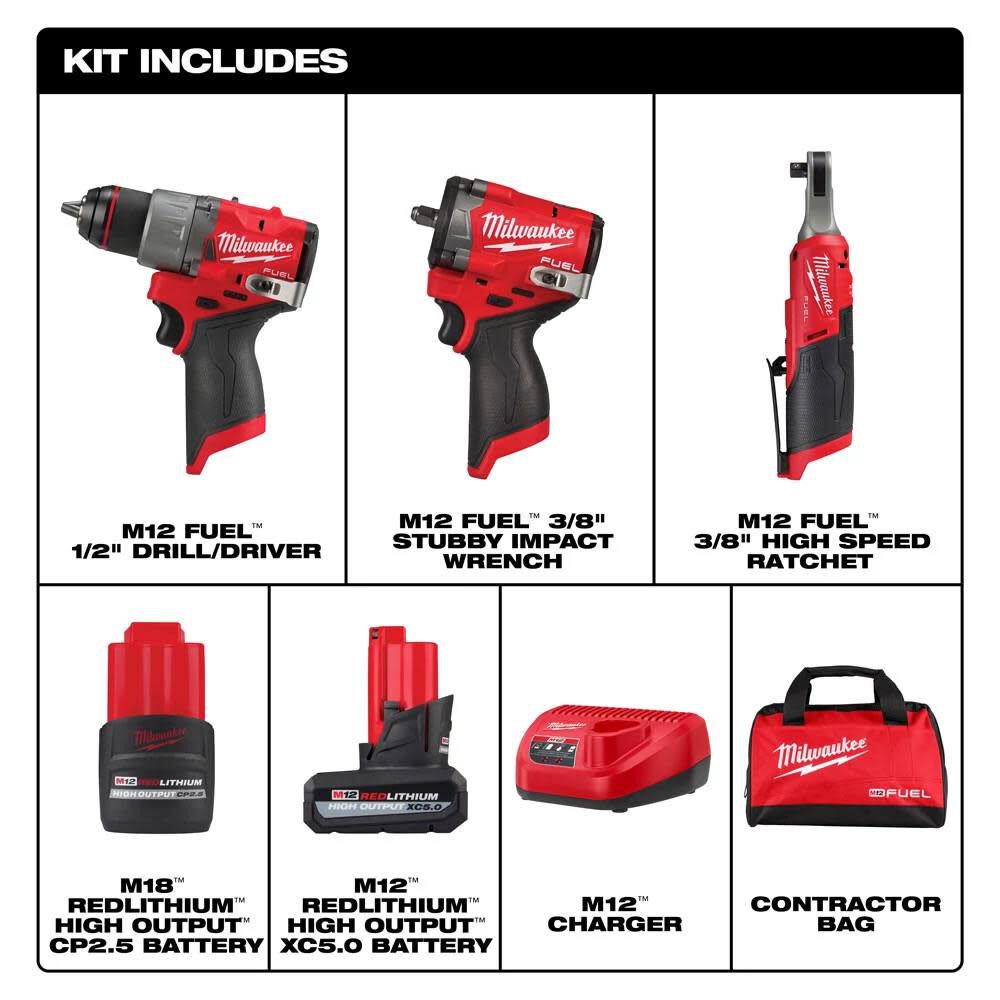Milwaukee M12 FUEL 3 Tool Combo Kit, large image number 2
