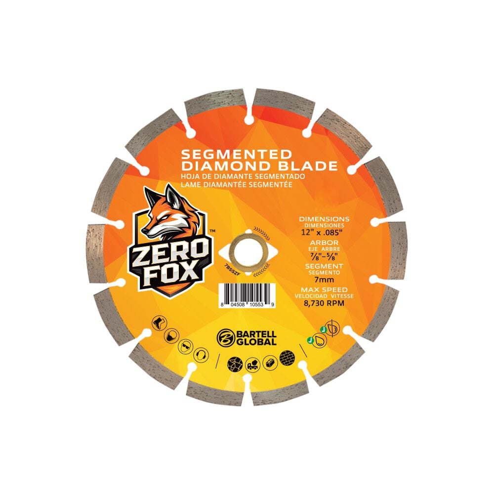 Bartell Morrison Zero Fox 12 Inch Segmented Rim Diamond Blade for Concrete, large image number 1