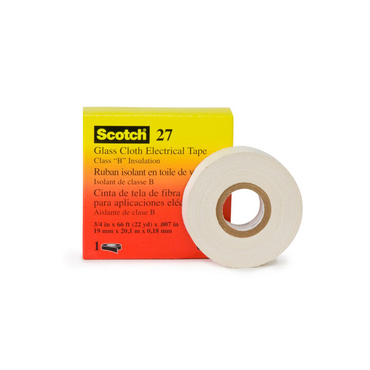 3M Scotch Electrical Tape 0.5in x 66' White Glass Cloth, large image number 1