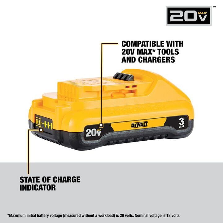 DEWALT 20V MAX 20V 3Ah Lithium Ion Power Tool Battery Pack with Fuel Indicator (2 Pack), large image number 2