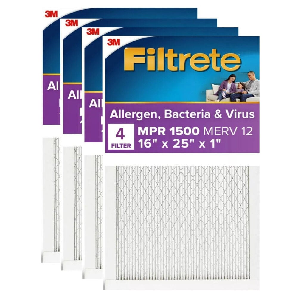 3M 16 Inch x 22 Inch 1500 MPR MERV 12 Allergen Air Filter – 4 Pack – 4186672-4 Pack