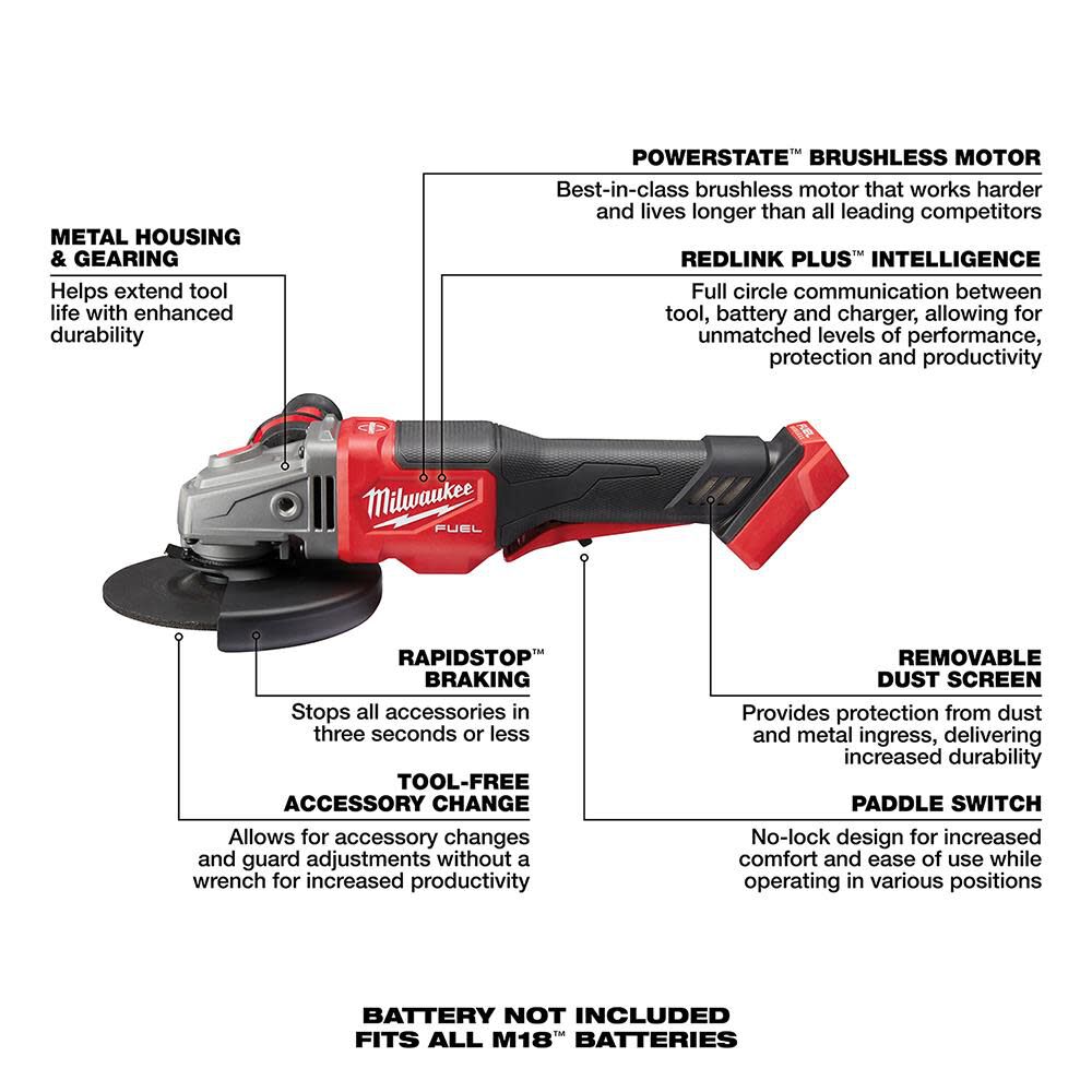 Milwaukee M18 Fuel 4 1 2 In 6 In No Lock Braking Grinder With Paddle Switch Bare Tool 2980 20 Sansujyuku sansujyuku.com
