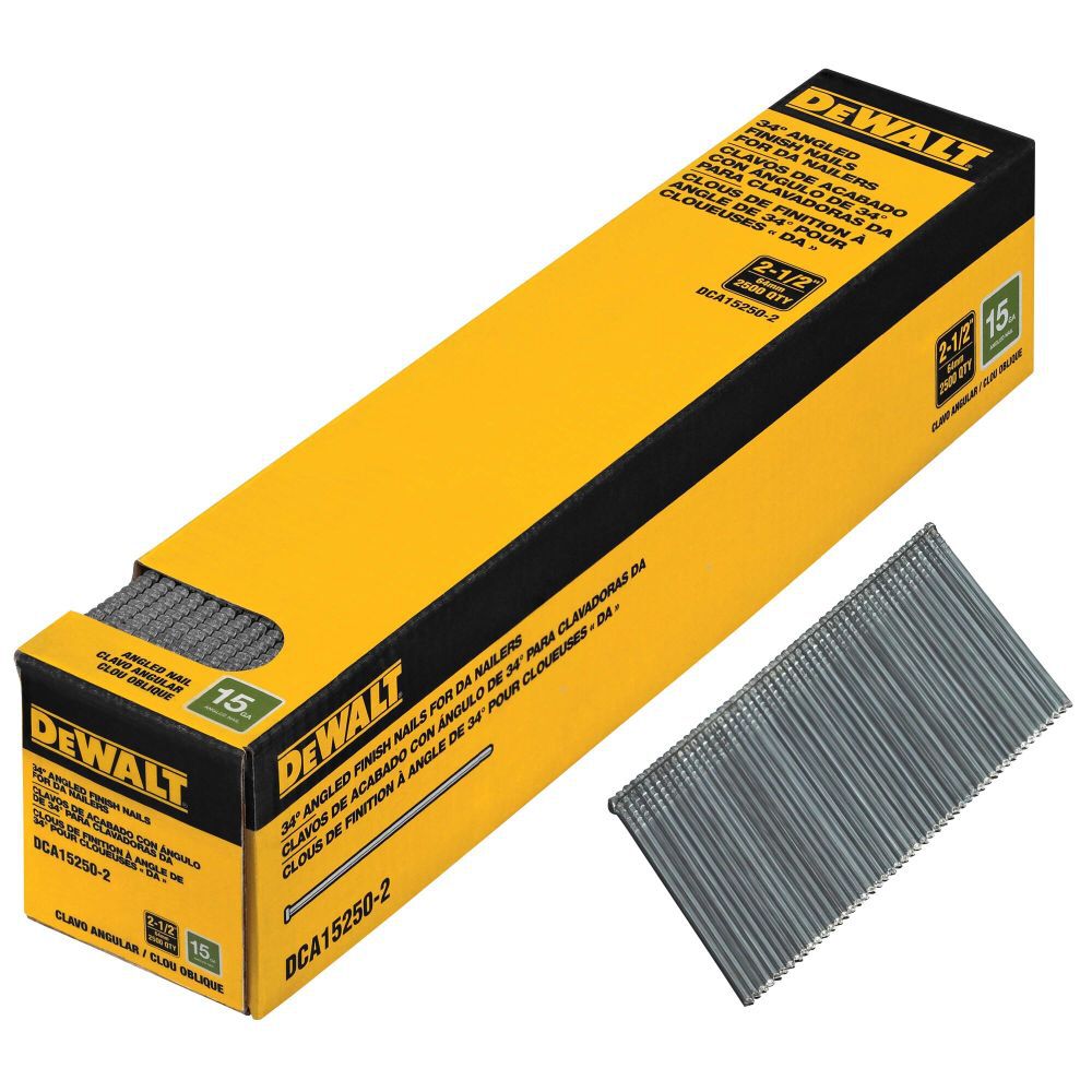 DEWALT 15 Gauge 2 1/2 in DA Style Angled Finish Nails 2500qty, large image number 2