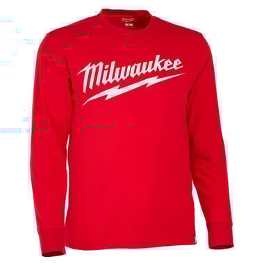 Milwaukee Heavy Duty T-Shirt Big Logo Long Sleeve Red, swatch