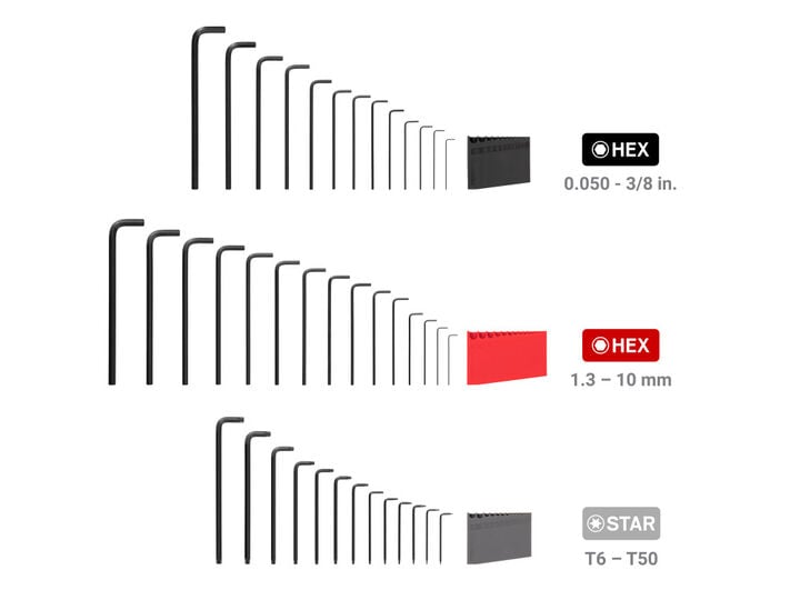 Tekton Flat End Hex Key Set, 41 Piece (0.050-3/8 Inch, 1.3-10 mm, T6-T50), large image number 5