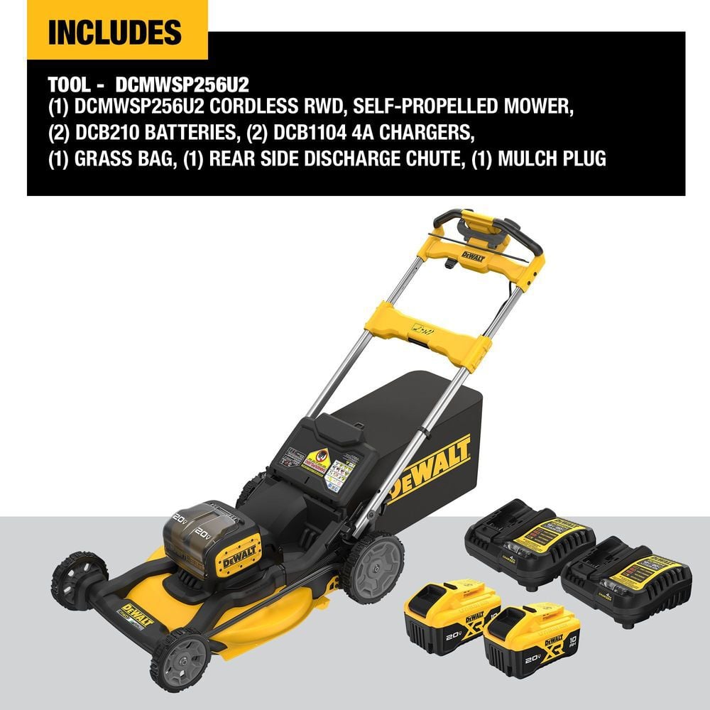 DEWALT 2 X 20V MAX XR Cordless RWD, Self-Propelled Lawn Mower Kit, large image number 2