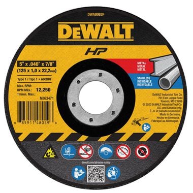 DEWALT 5 x .040 x 7/8 T1 HP Cut-Off Wheel