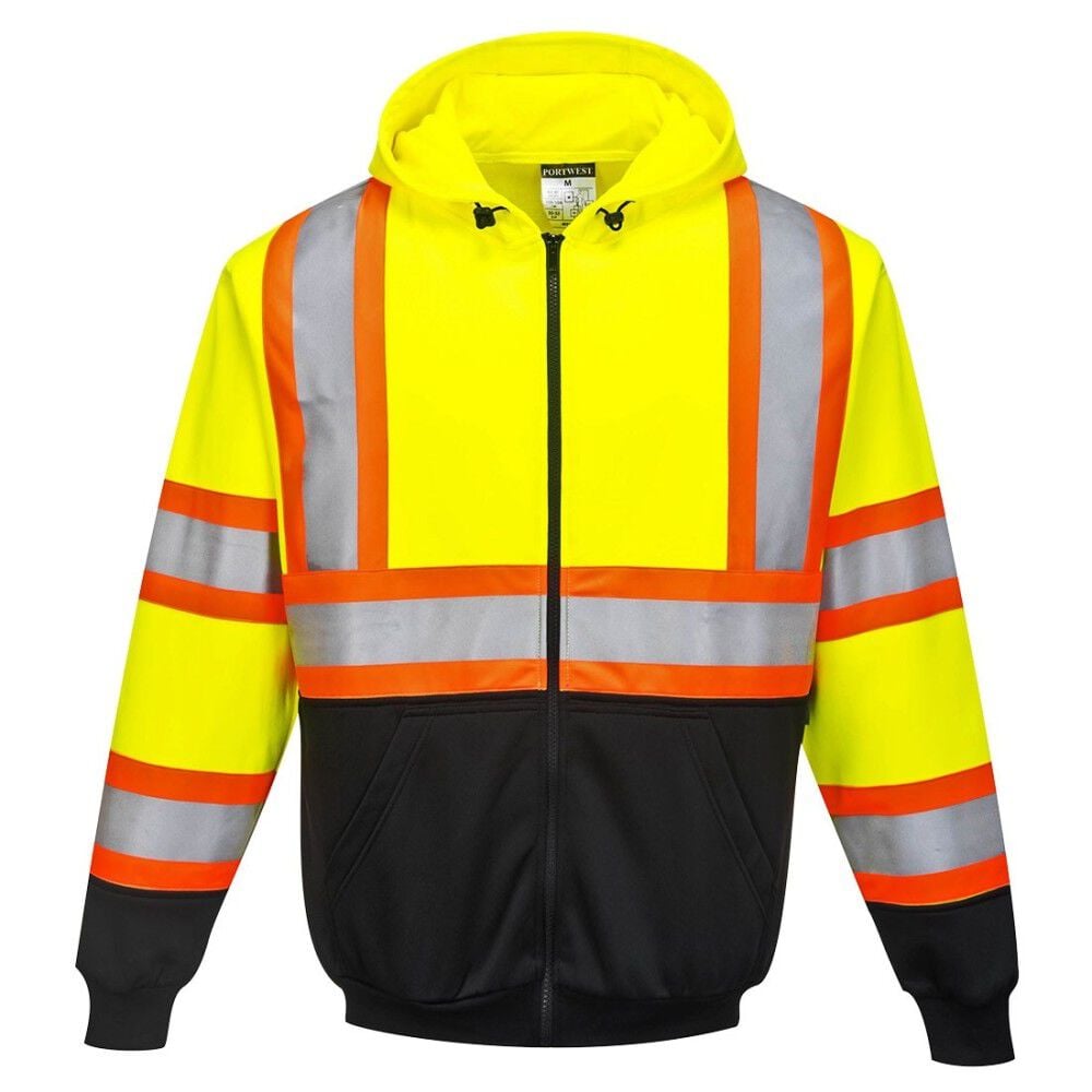 Portwest Yellow and Black Kansas Zipped Hoodie - 6XL, large image number 1