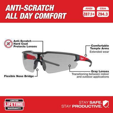 Milwaukee Safety Glasses - Gray Anti-Scratch Lenses, large image number 3