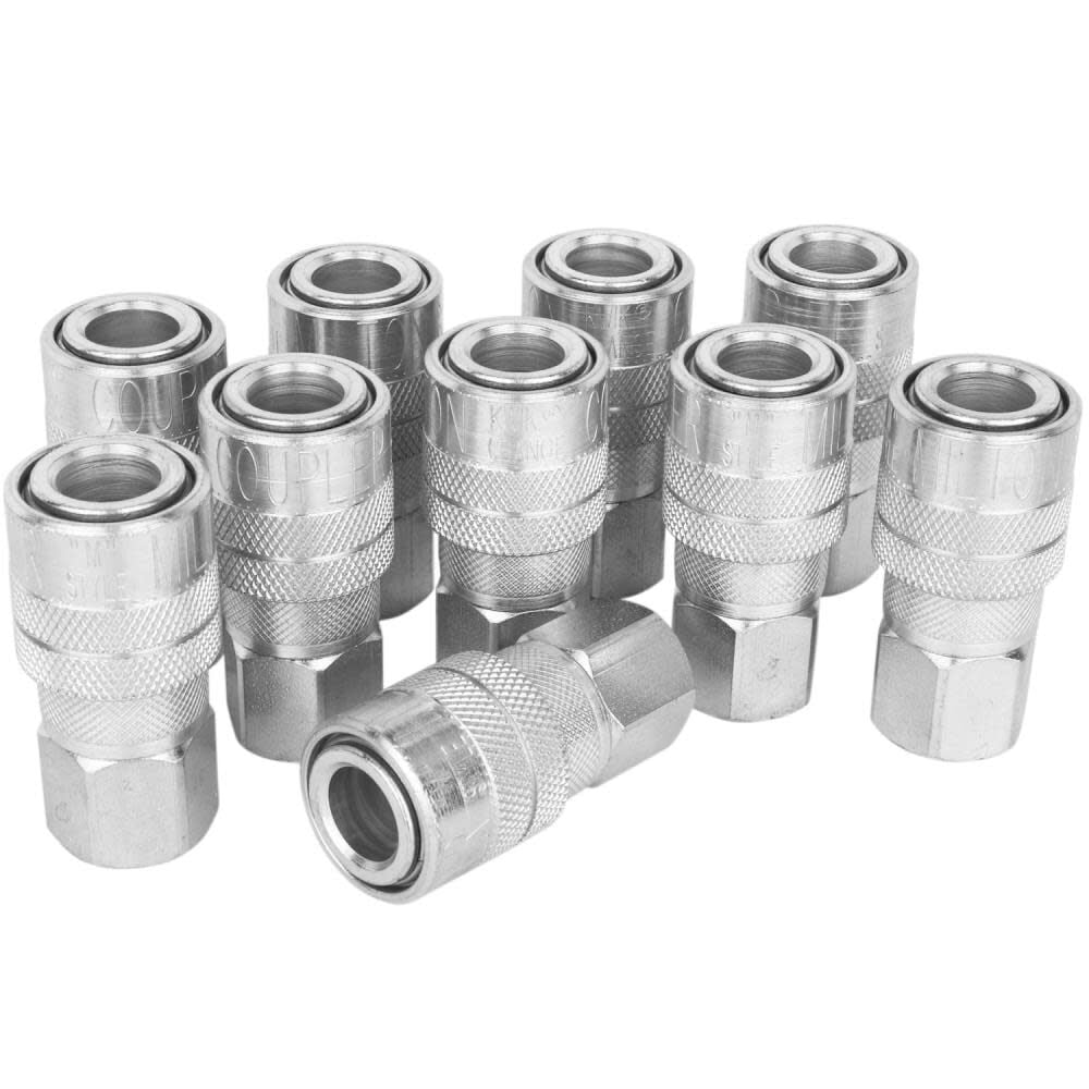 Milton Quick-Connect Steel Coupler 1/4in FNPT Industrial Interchange (M-Style), large image number 1