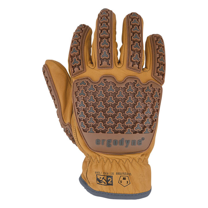 Ergodyne 713 Goatskin Leather Cut-Resistant Impact Gloves Small Brown, large image number 8