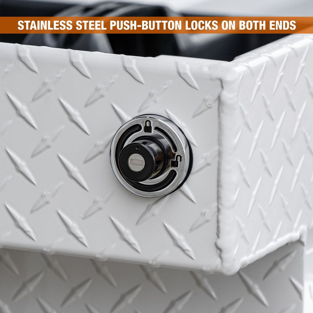Buyers Products Company 18 x 20 x 71 Inch Diamond Tread Aluminum Crossover Truck Tool Box Gloss White, large image number 3